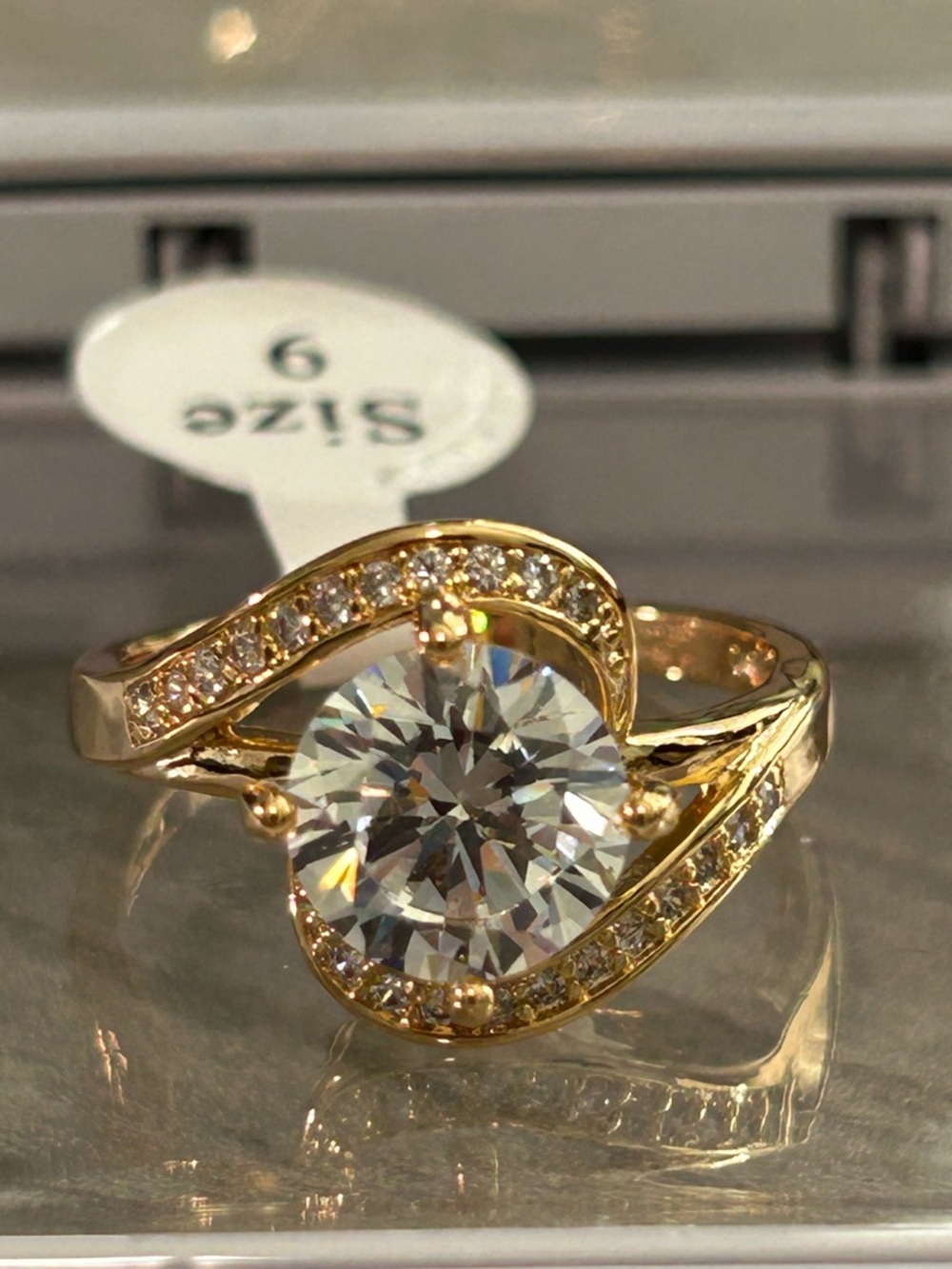 NWOT|18K Gold Filled CZ Engagement Style Ring Size 9 | Solitaire Statement Ring